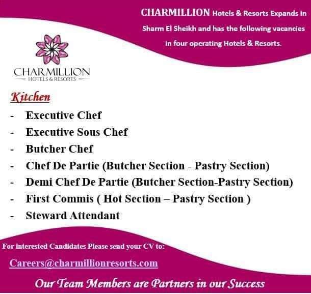 Job opportunities at Chamillion Hotel in Sharm el Sheikh Governorate